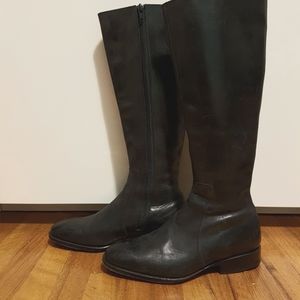 John Fluevog black leather knee high boots size M4 narrow